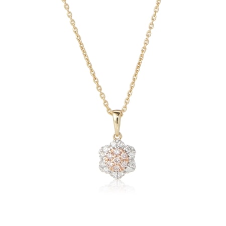 0.20ct Natural Pink & White Diamond Pendant Necklace 50cm 9ct Gold