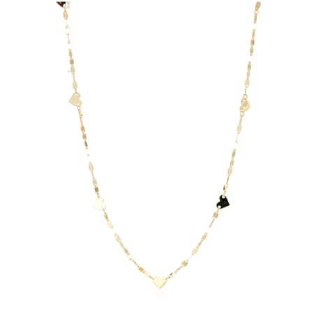 9ct Gold Italian Made Heart Stationed Necklace 50cm