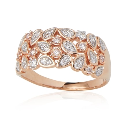 0.33ct Natural Pink & White Diamond Statement Ring 9ct Rose Gold