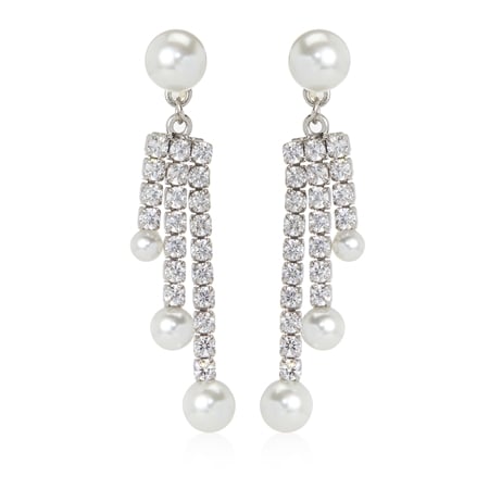 Marilyn Monroe Diamonesque 8.15ct tw Pearl Chandelier Earring SS