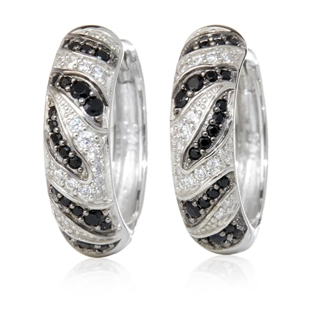 Marilyn Monroe Diamonesque 0.51ct tw Zebra  Hoop Earring Sterling Silver