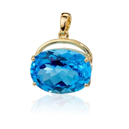 13.72ct Marambaia Swiss Blue Topaz Oval Drop Pendant 9ct YG