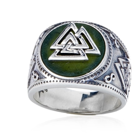 Connemara Marble Valknut Viking Ring Sterling Silver