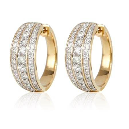 1.00ct Natural Diamond Graduated Hoop Earring 9ct Gold
