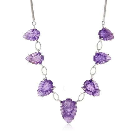 Carved Amethyst Necklace 50cm Sterling Silver