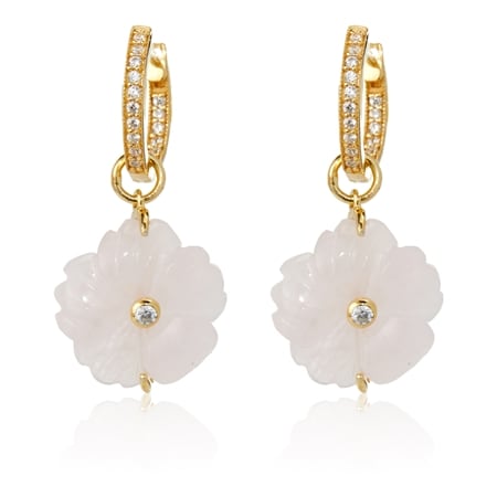 Carved Flower Earrings Sterling Silver GP