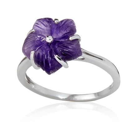 Carved Gemstone Ring Sterling Silver