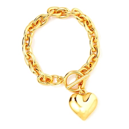 Oro Nuovo 14ct Gold Heart Charm Anniversary Bracelet 20cm