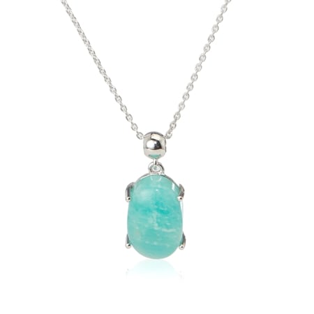 3.3ct Brazilian Amazonite Solitaire Pendant Sterling Silver
