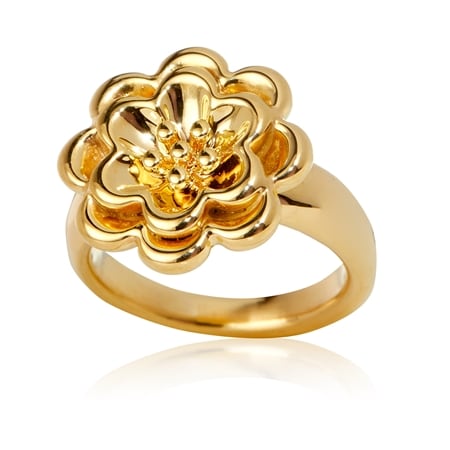 Oro Nuovo 14ct Yellow Gold Floral Statement Ring