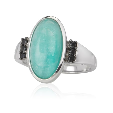 7.0ct Brazilian Amazonite Oval Solitaire Ring Sterling Silver