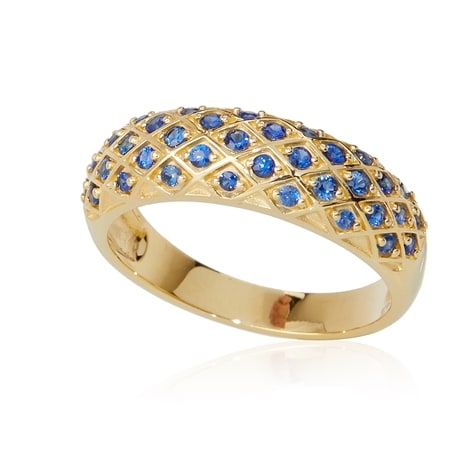 0.42ct Kings Plains Sapphire Pave Ring 9ct Yellow Gold