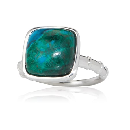 5.1ct Australian Chrysocolla Cushion Ring Sterling Silver