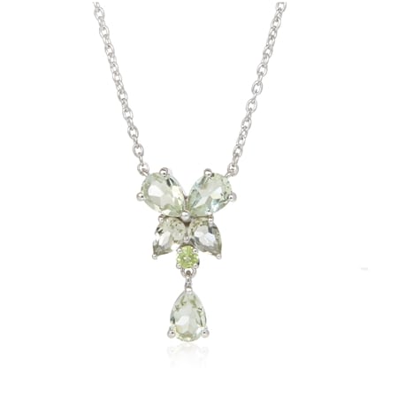 2.5ct Mint Green Quartz 6-Stone Pendant 50cm Sterling Silver