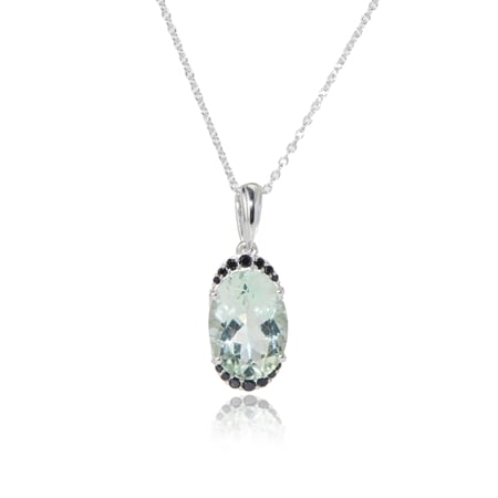 5.4ct Mint Green Quartz & Black Spinel Pendant 50cm Sterling Silver