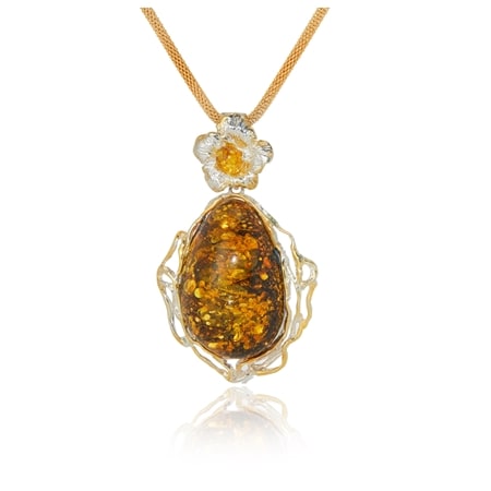 Baltic Amber Green OAK Necklace Sterling Silver