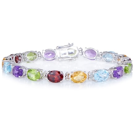 Rainbow Gems 22.4ct Multi Stone Bracelet Sterling Silver