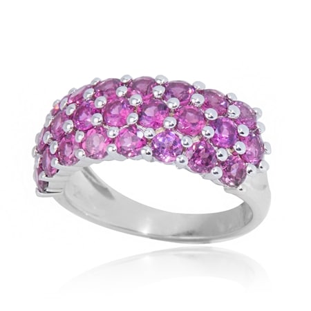 3.0ct Rhodolite Cluster Ring Sterling Silver