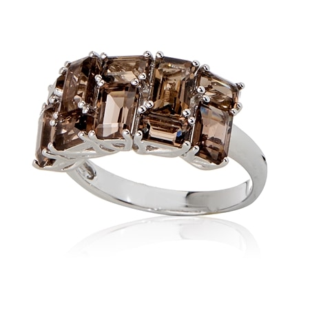 3.8ct Smoky Quartz Band Ring Sterling Silver