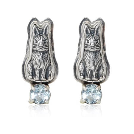 Amy Kahn Russell Blue Topaz Bunny Earrings Sterling Silver