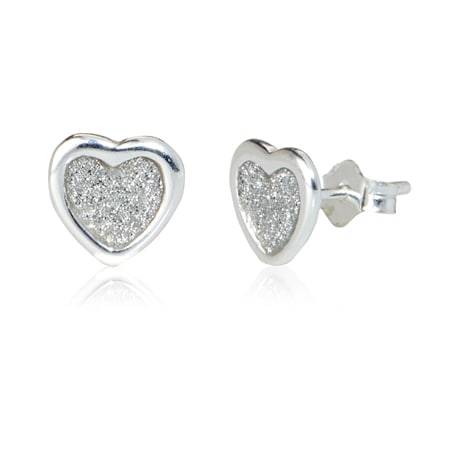 Sterling Silver Heart Stardust Stud Earrings