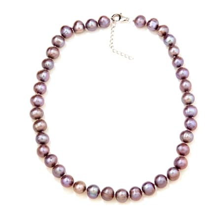 Gems of the Orient 11-12mm Purple Off Round FWP Necklace SS