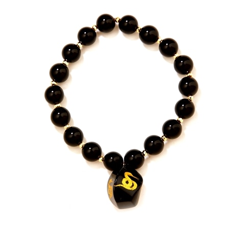 Gems of the Orient 15x20mm Black Onyx & Hematite Dragon Charm Stretch Brace