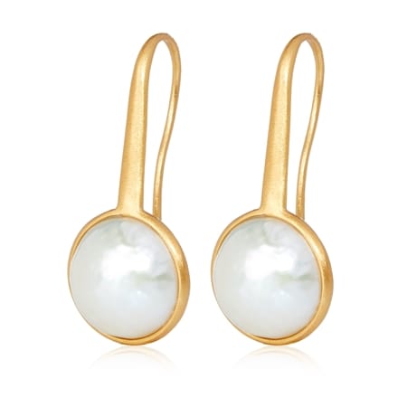 Gems of the Orient 11-13mm White Button FWP Hook Earrings YGP