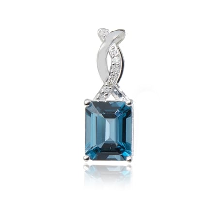 2.06ct Marambaia London Blue Topaz & Dia. Accent Pendant 9ct WG