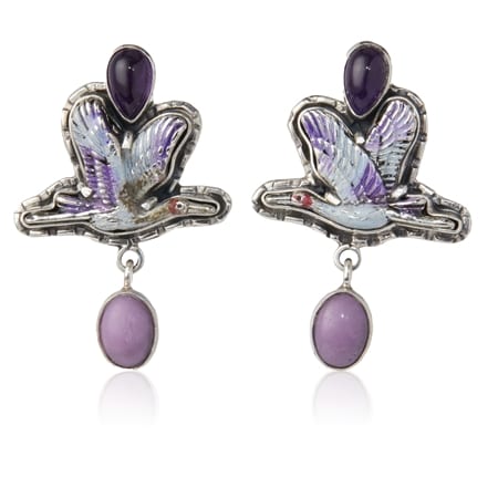 Amy Kahn Russell Crane Earrings  Sterling Silver