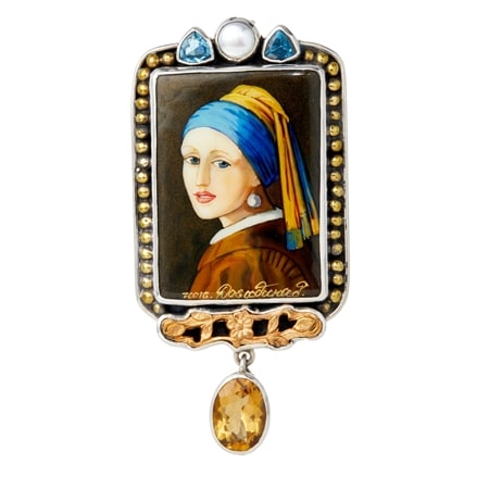 Amy Kahn Russell OAK Girl Tile Pin Pendant Sterling Silver