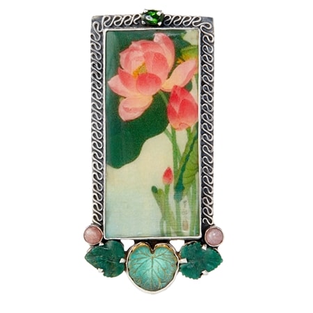 Amy Kahn Russell Flower Tile  Pin Pendant Sterling Silver