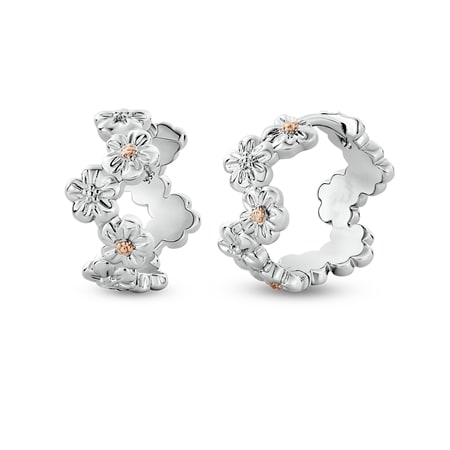 Clogau Forget Me Not Hoops Sterling Silver & 9ct RG