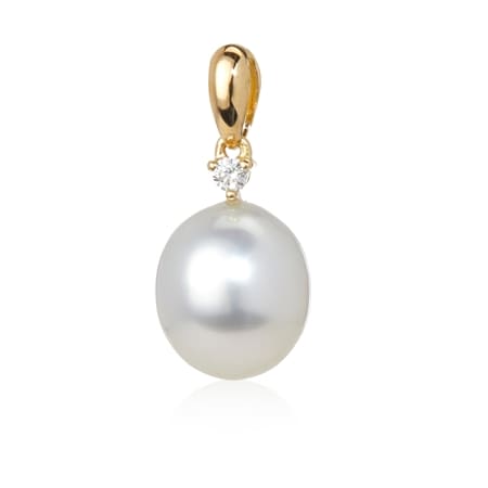 Matahina 10-11mm White South Sea Pearl & Diamond Pendant 18ct YG