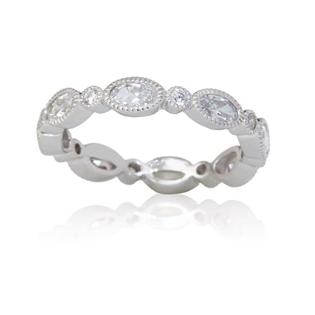 Diamonesque 2.16ct Oval Round Eternity Ring Sterling Silver