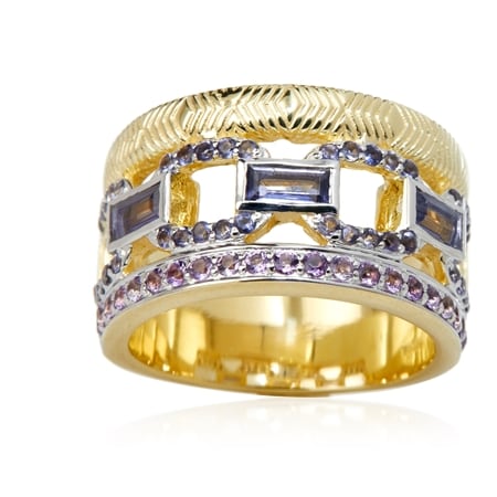 Hilary Joy Couture Iolite & Amethyst Band Ring Sterling Silver
