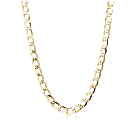 9ct Yellow Gold Diamond Cut Flat Curb Chain Necklace 50cm