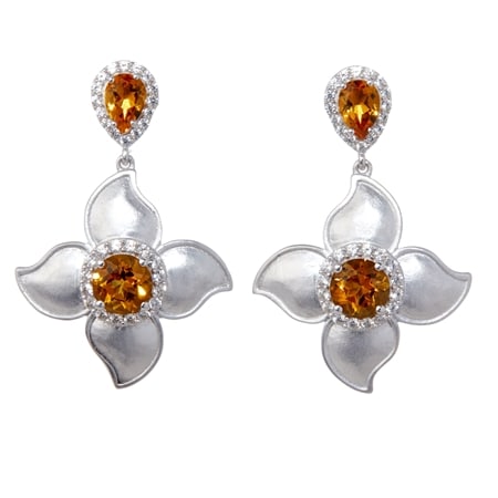 Dallas Prince 4.3ct Gemstone Flower Earrings Sterling Silver
