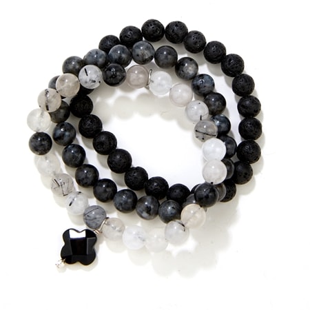 Amy Kahn Russell 232ct Natural Gemstone Charm Bracelet Set of 3 SS