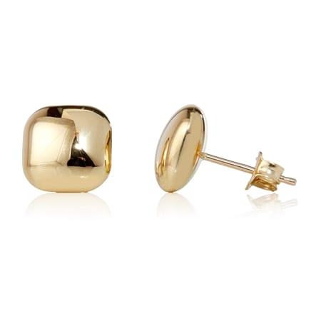 9ct Yellow Gold Italian Cushion Stud Earrings