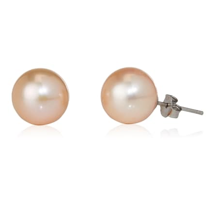 Gems of the Orient 10-11mm Natural Off Round FWP Stud Earrings SS