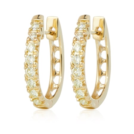 0.50ct Yellow Natural Diamond Hinged Hoop Earrings 9ct YG