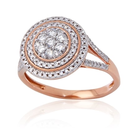 0.50ct Natural Diamond Round Halo Ring  9ct Rose Gold