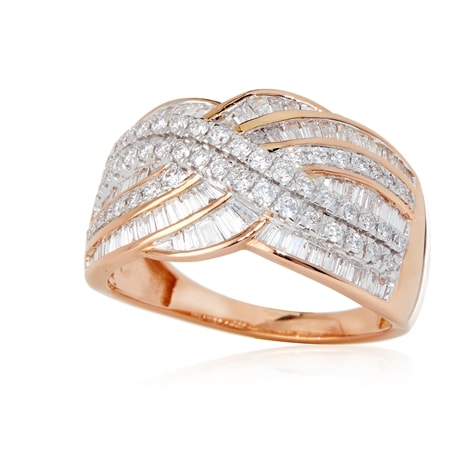 1.04ct Natural Diamond Crossover Multi Stone Ring 9ct RG