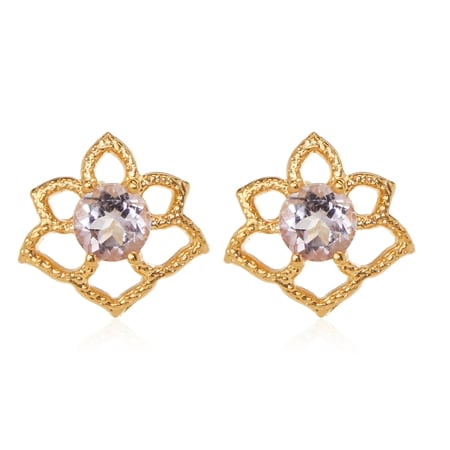 Passport to India Lotus Temple Stud Earrings Sterling Silver GP