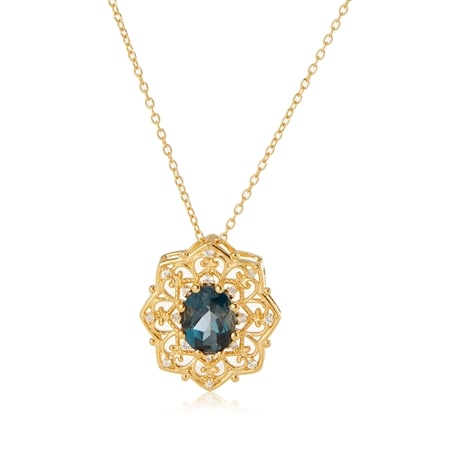 Passport to India 2.1ct London Blue Topaz Pendant 50cm Sterling Silver GP