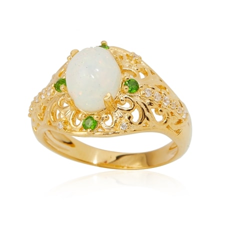 Passport to India Gemstone Filigree Ring Sterling Silver GP