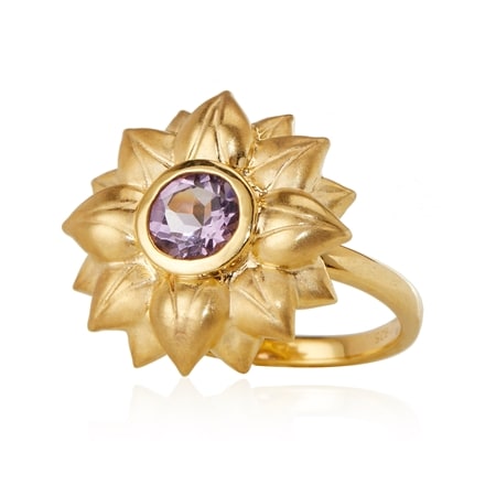 Passport to India Lotus Temple Amethyst Ring Sterling Silver GP