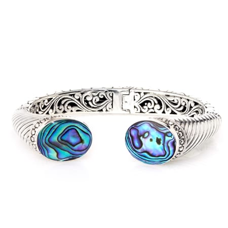 Samuel B Filigree Open Hinged Bangle 65x50mm Sterling Silver