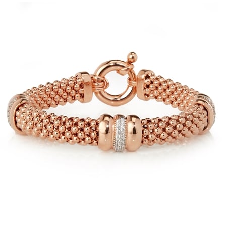 Bronzallure Cubic Zircon Popcorn Bracelet 19cm 18ct RGP